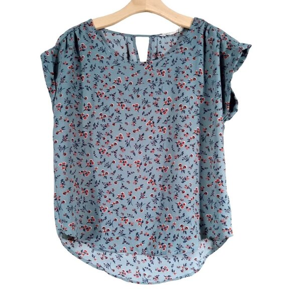 Hippie Rose Top Women's medium Blue Floral very feminine and light great for sum - Picture 3 of 4